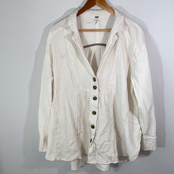 Free People All About The Feels Button Front Shirt Size Large - Picture 3 of 8